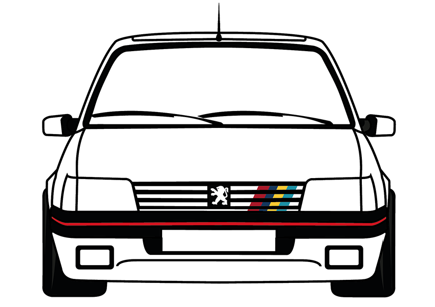 Peugeot 205 Coloring Page - Front View