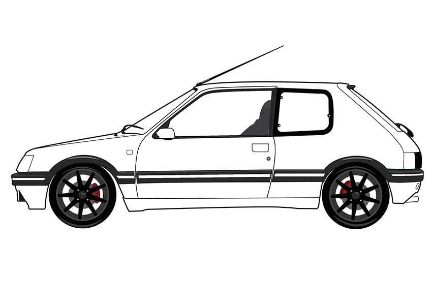 Peugeot 205 Coloring Page - Side View