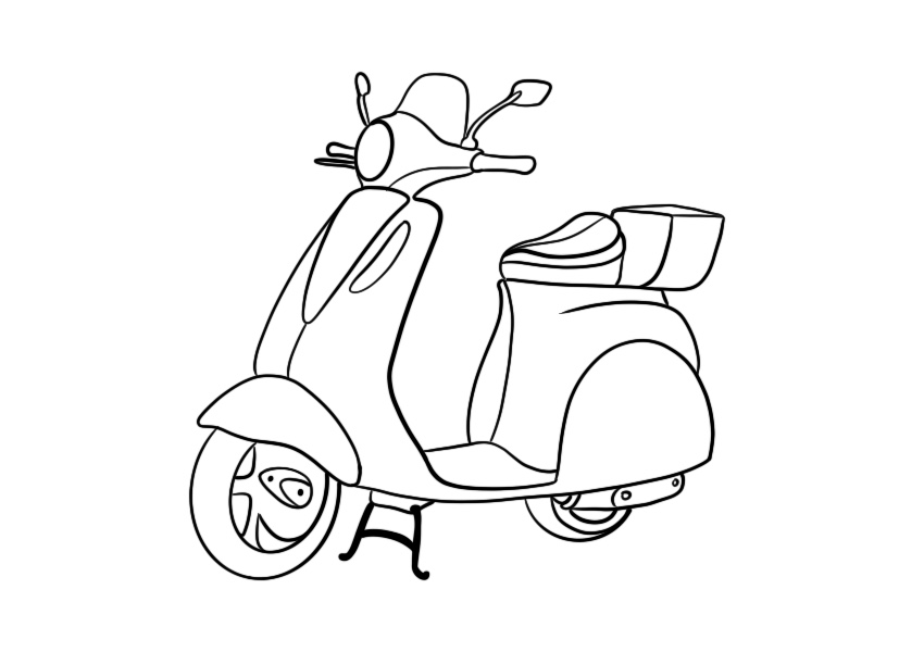 Scooter Coloring Page - Scooter Line Art
