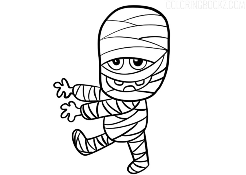 Cartoon Mummy Coloring Page - Halloween Mummy