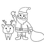 Cartoon Santa Claus Coloring Page – Santa and Rudolph