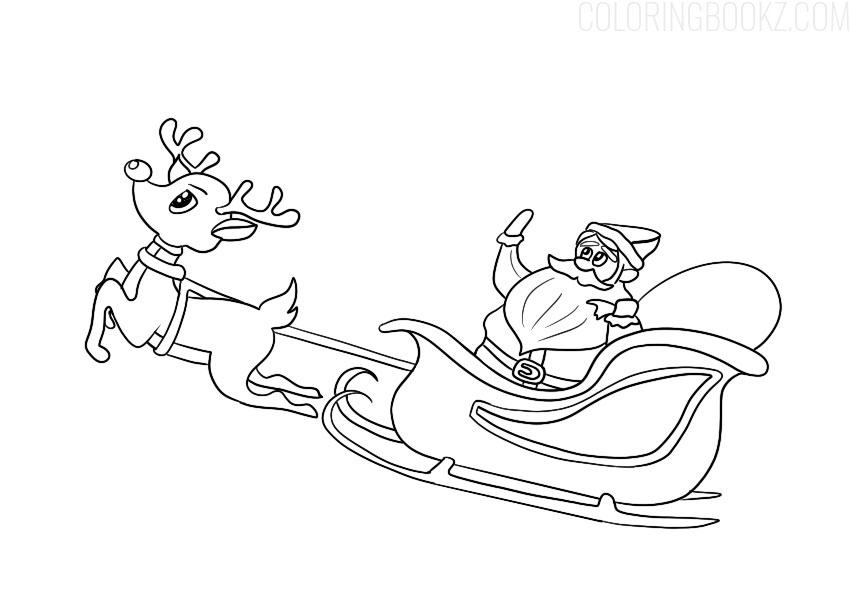 Santa-Claus-on-a-sleigh-coloring-page