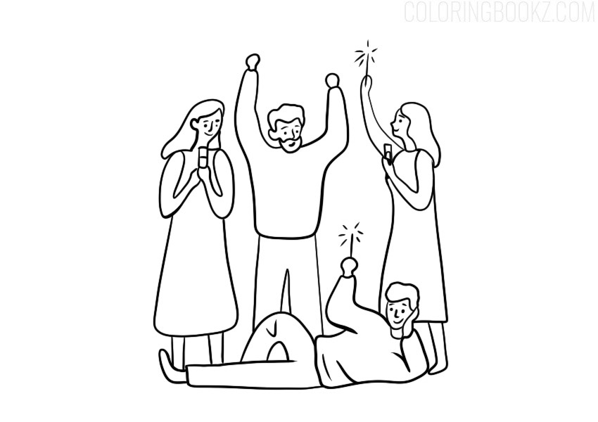 Happy New Year 2021Coloring Page