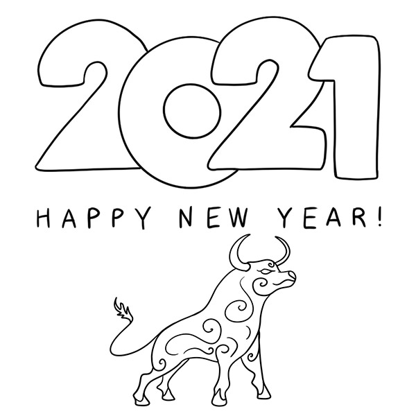 Happy New Year 2021 Coloring Pages - Coloring Books