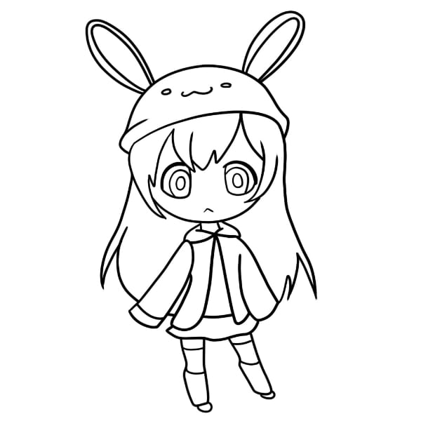 Free Pretty Anime Girl Coloring Pages for Adults